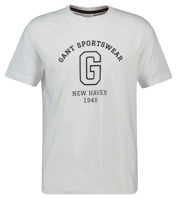 Gant Graphic 1949 New Haven Pattern Crew Neck T-Shirt Eggshell