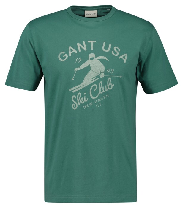 Gant Graphic 1949 Ski Club New Haven T-Shirt Woody Green