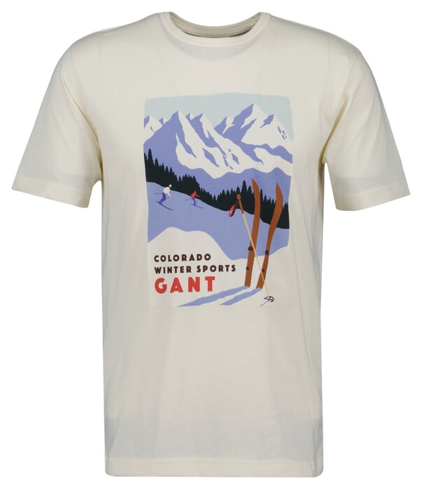 Gant Graphic Colorado Winter Sports Crew Neck T-Shirt Cream