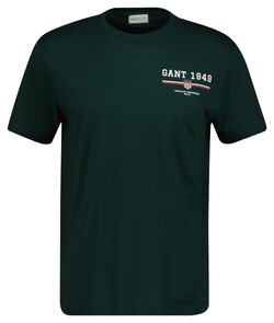 Gant Graphic Crew Neck Short Sleeve T-Shirt Tartan Green