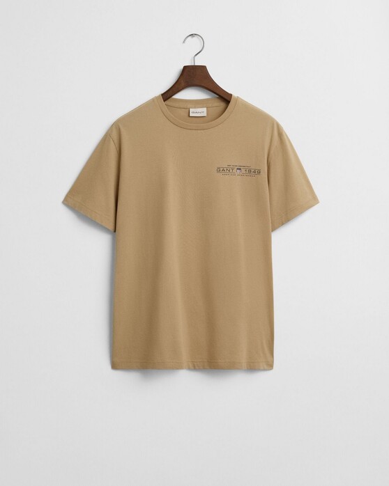 Gant Graphic Crew Neck T-Shirt Oak Beige
