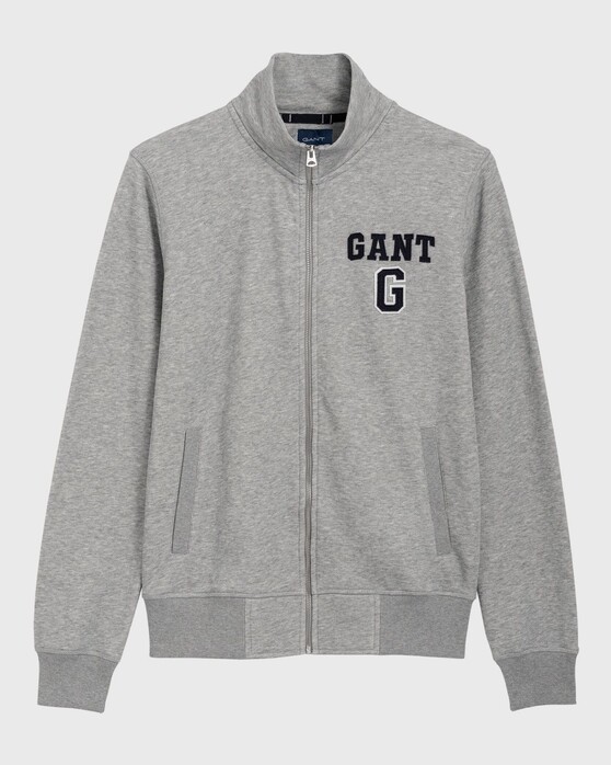 Gant Graphic Full Zip Cardigan Grey Melange
