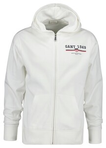 Gant Graphic Full Zip Hoodie Vest Eggshell