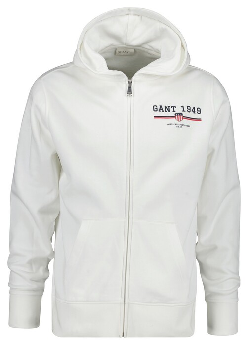 Gant Graphic Full Zip Hoodie Vest Eggshell