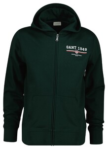 Gant Graphic Full Zip Hoodie Vest Tartan Green