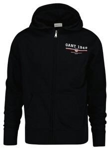 Gant Graphic Full Zip Hoodie Vest Zwart