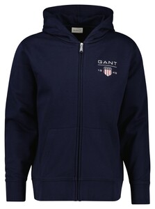 Gant Graphic Full Zip Sweat Hoodie Cardigan Evening Blue