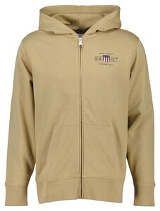 Gant Graphic Full Zip Sweat Hoodie Cardigan Oak Beige