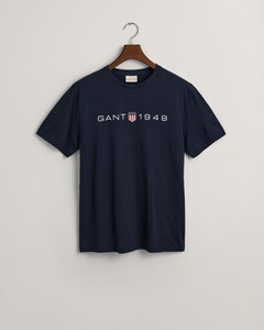 Gant Graphic Logo Short Sleeve T-Shirt Avond Blauw