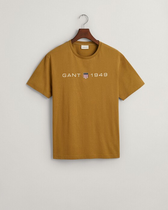 Gant Graphic Logo Short Sleeve T-Shirt Mustard Beige