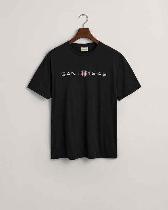 Gant Graphic Logo Short Sleeve T-Shirt Zwart