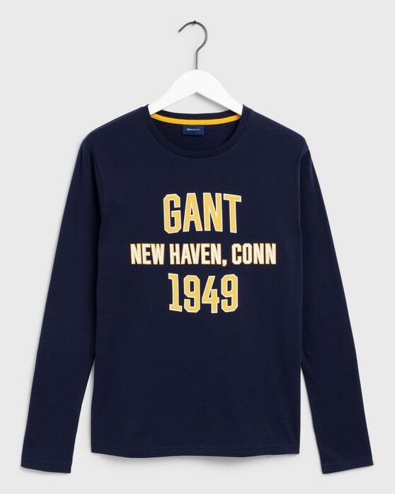 Gant Graphic Longsleeve T-Shirt Avond Blauw