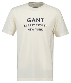 Gant Graphic New York Print Short Sleeve Crew Neck T-Shirt Cream