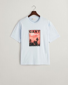 Gant Graphic Resort Crew Neck T-Shirt Light Blue