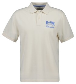 Gant Graphic Seaside Resort Short Sleeve Organic Cotton Polo Cream