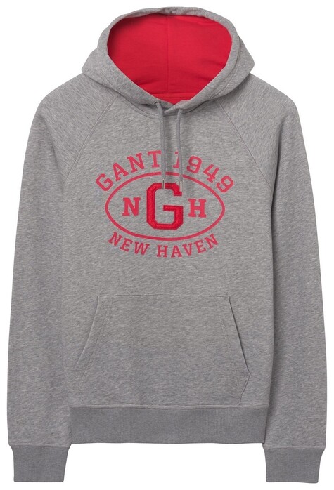 Gant Graphic Sweat Hoodie Pullover Grey Melange