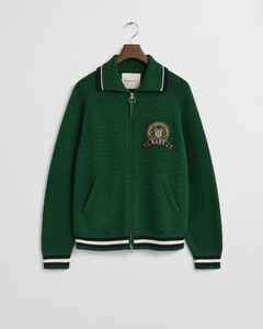 Gant Graphic Zip Cardigan New Haven 1949 Vest Forest Green
