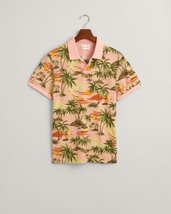 Gant Hawaii Fantasy Pattern Poloshirt Peachy Pink