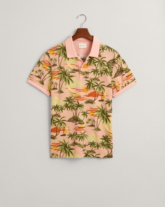 Gant Hawaii Fantasy Pattern Poloshirt Peachy Pink