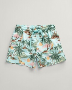 Gant Hawaiian Pattern Swim Shorts Turquoise Mist