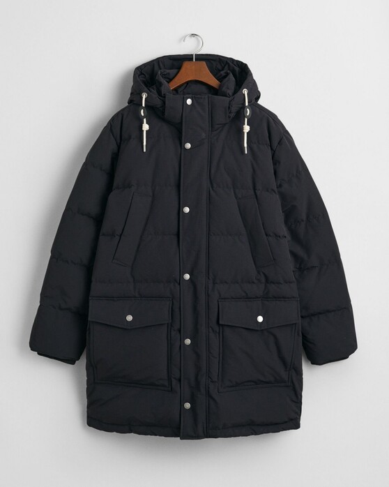 Gant Heavy Down Mid Length Detachable Hood Jack Ebony Black