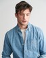 Gant Heavy Garment Wash Denim Button Down Overhemd Semi Light Blue Worn In