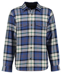 Gant Herringbone Check Cotton Pointed Collar Overshirt Vintage Blue