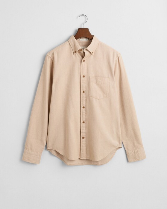 Gant Herringbone Flanel Button-Down Overhemd Caramel Beige