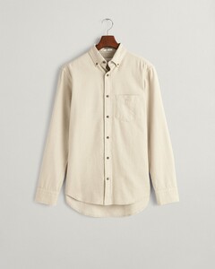 Gant Herringbone Flanel Button Down Overhemd Cold Beige