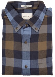 Gant Herringbone Flannel Check Overhemd Marine