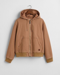 Gant Hooded Canvas Jacket Roasted Walnut