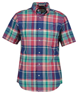 Gant Indian Madras Check Short Sleeve Overhemd Rose Red