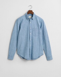 Gant Indigo Chambray Button Down Overhemd Licht Blauw