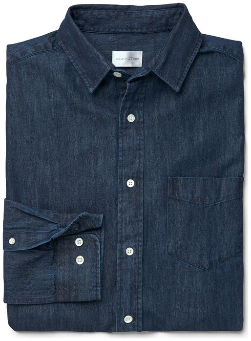 Gant Indigo Denim Overhemd Midden Blauw