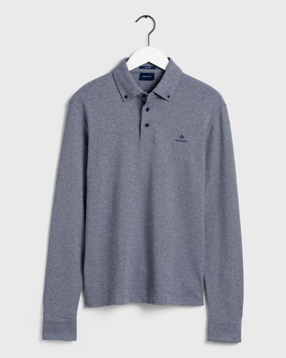 Gant Interlock Long Sleeve Rugger Poloshirt Evening Blue