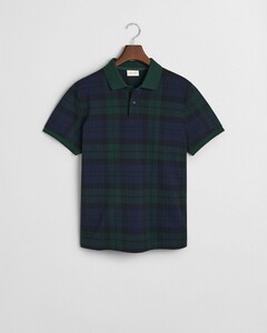 Gant Jacquard Multi Check Short Sleeve Polo Tartan Green