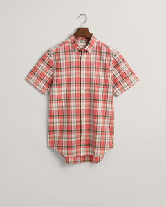 Gant Katoen Linnen Check Button Down Overhemd Sunset Pink