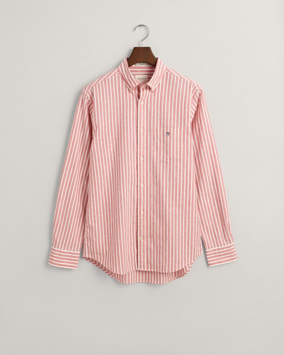 Gant Katoen Linnen Multi Stripe Button Down Overhemd Sunset Pink