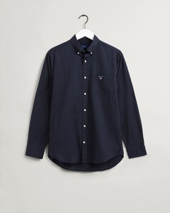 Gant Katoen Linnen Uni Button Down Overhemd Navy