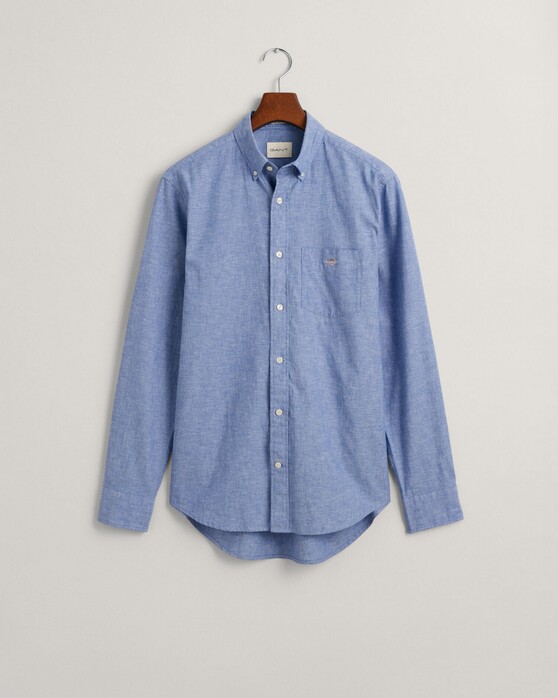 Gant Katoen Linnen Uni Button Down Overhemd Rich Blue