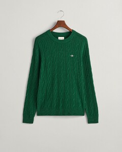 Gant Lambswool Blend Cable Ronde Hals Trui Forest Green