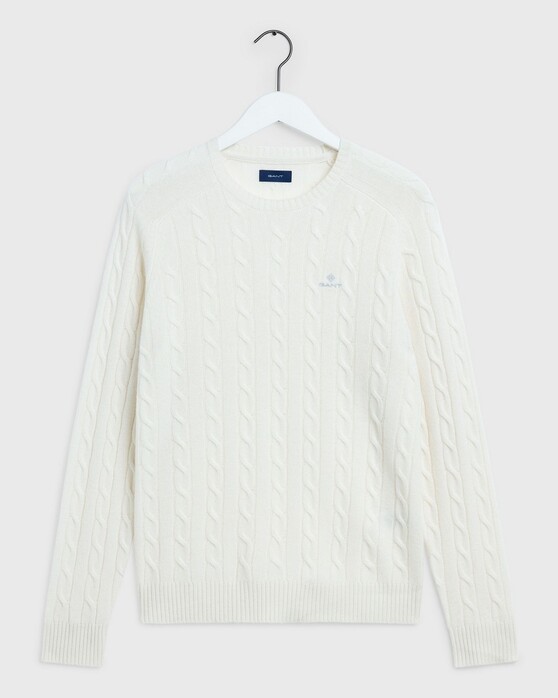Gant Lambswool Cable Crew Pullover Crème
