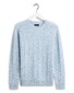Gant Lambswool Cable Crew Pullover Ice Blue Melange