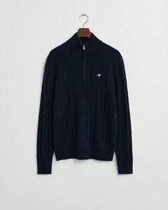 Gant Lambswool Cable Half Zip Trui Avond Blauw