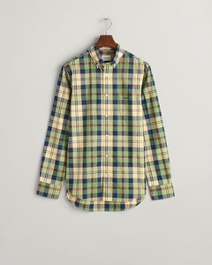 Gant Large Check Poplin Button Down Overhemd Parchment Yellow