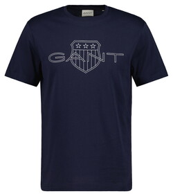 Gant Large Logo Short Sleeve Solid Color T-Shirt Avond Blauw