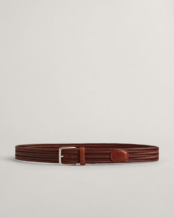 Gant Leather Elastic Braided Belt Weathered Brown