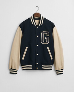 Gant Leather Mix Varsity Jacket Navy