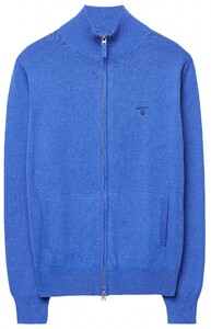 Gant Leight Weight Cotton Zipcardigan Vest Midden Blauw
