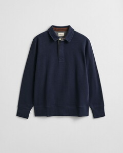 Gant Light Sacker Fine Rib Polo Sweatshirt Trui Avond Blauw